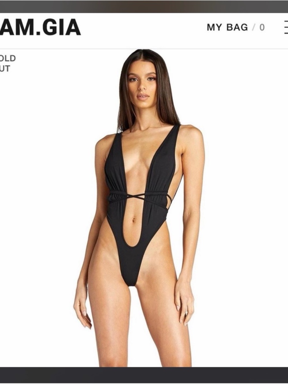 I.AM.GIA Black Cutout Plunge One-Piece Swimsuit